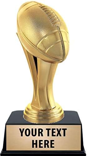 Crown Awards Football Trophies with Custom Engraving, 6" Personalized Gold Football Trophy On Black Base