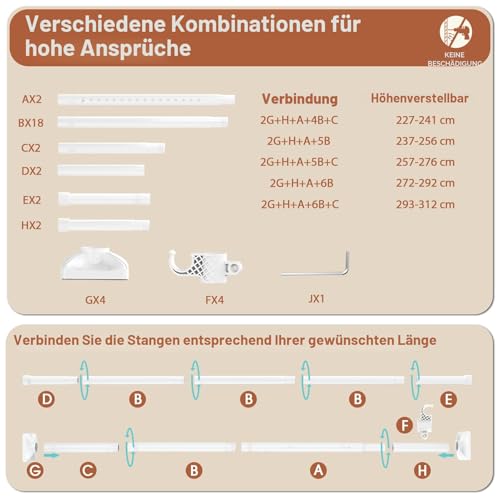WELDUN Teleskop Kleiderstange Verstellbar Kleiderschrank Kleiderstange – Ansicht 6