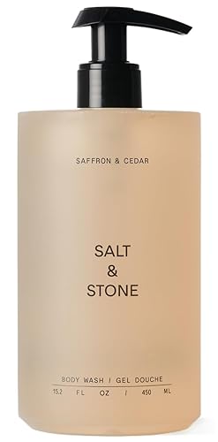 Salt & Stone Body Wash with Antioxidants for Deep Moisture | For Women & Men, Sulfate, Paraben, & Dye Free, Leaving Skin Soft and Hydrated - 15.2 fl oz - Saffron & Cedar - 15.2 fl oz