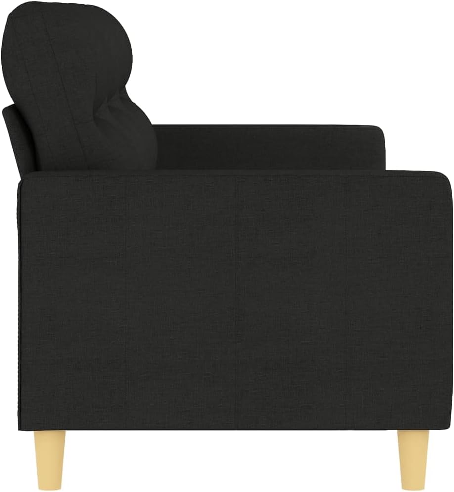 3-Seater Sofa Black Fabric (100% Polyester) Living Room Furniture