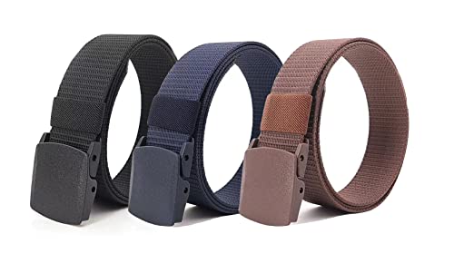 XX-UV Nylon Military Tactical Belt 3 Pack,Military Hiking Rigger, Men's belt made of nylon mesh belt ，Breathable comfortable (black+blue+coffee)