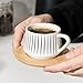 Imagen de PORCER 6 tazas de café de cerámica de 130 ml y platillo de madera con juegos de soporte de metal negro