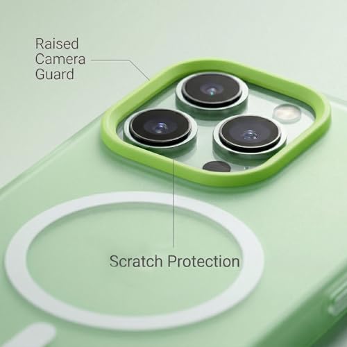 Image of amazon basics Luxury MagSafe Compatible Magnetic Case for iPhone 15 Pro | Soft Touch Matte Pastel Finish | Shockproof Back Cover with Camera Protection (Green)