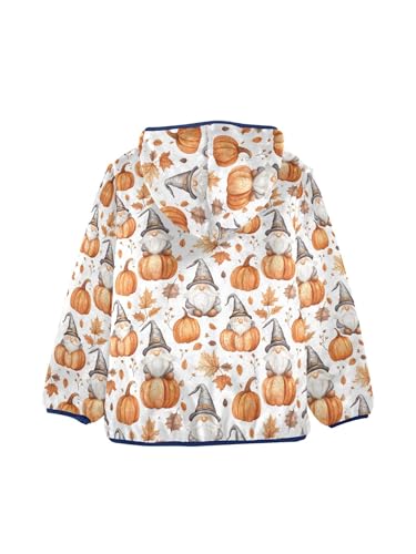 Gnome and Maple Leaves Pumpkins Girls Fleece Jacket Girls Fall Jacket Boys Coats Zip Up Hoodie Children Outerwear 2-10T2