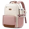 LOVEVOOK Mochila para laptop para mujer, Beige – Rosa – Marrón oscuro, 15,6 pulg., Mochila de viaje para computadora portátil, profesor, trabajo, diario, mochila