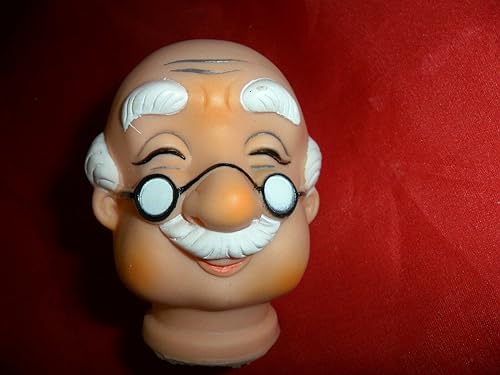Vintage Vinyl Old Man Head with Hand Painted Glasses