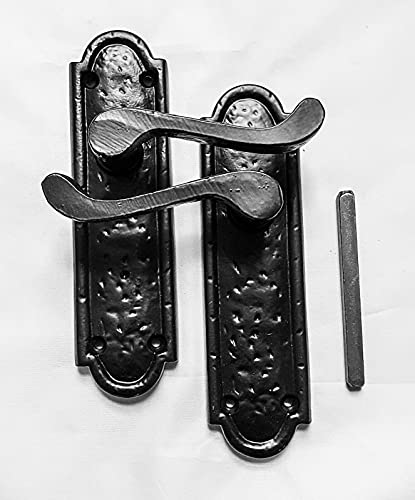 Door Handle Lever On Backplate Long Antique Black Pack Set Heavy Duty