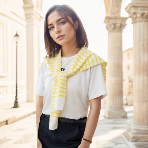 Women's Casual Sweater Shawl Wraps Striped Knitted Knotted Shawls Travel Scarf Wrap Cape Fashion Shoulder Tops4