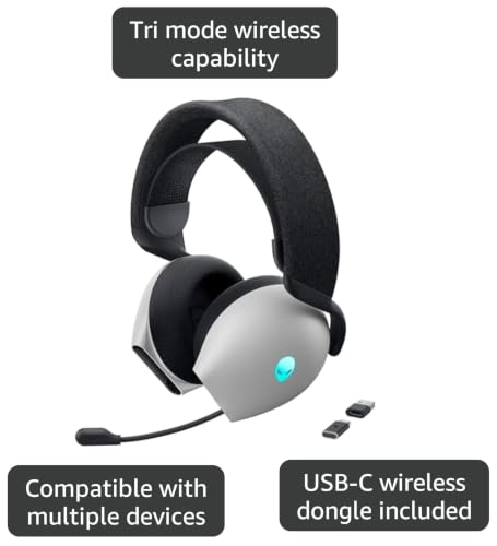 Image of Alienware AW520H Wired Gaming Headset - Dolby Atmos, Unidirectional, AlienFX 16.8 Million RGB Colors, Microphone Mute, Volume On-headset Controls, 40mm Hi-Res Certified - Lunar Light