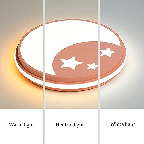 Lustre plafonnier moderne rose 16.5In avec éclairage LED tricolore variable