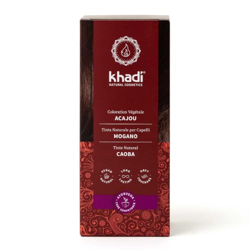 khadi CAOBA Tinte vegetal para el cabello - tinte para un color rojo aterciopelado y terroso hasta un rojo oscuro intenso - 100% vegetal y natural - 100 g
