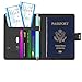 Passport Holder, Travel Wallet Cover with Pen Loop | Cute RFID Blocking Leather Case with Magnetic Closure for Travel Essentials-Flower