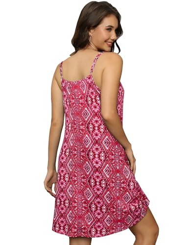 Image of elescat Womens Summer Dresses Spaghetti Strap V Neck Casual Sleeveless Sundress Beach Cover Ups with Pockets 2026