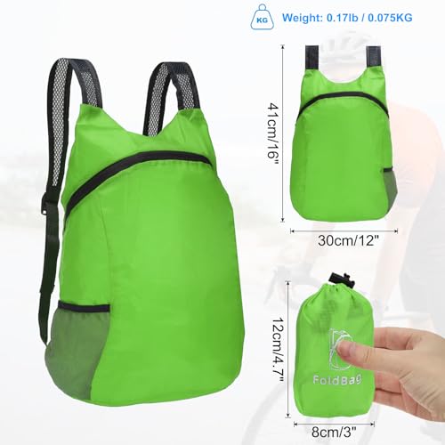 Mochila para senderismo plegable ligera verde 15-20L miniatura 2