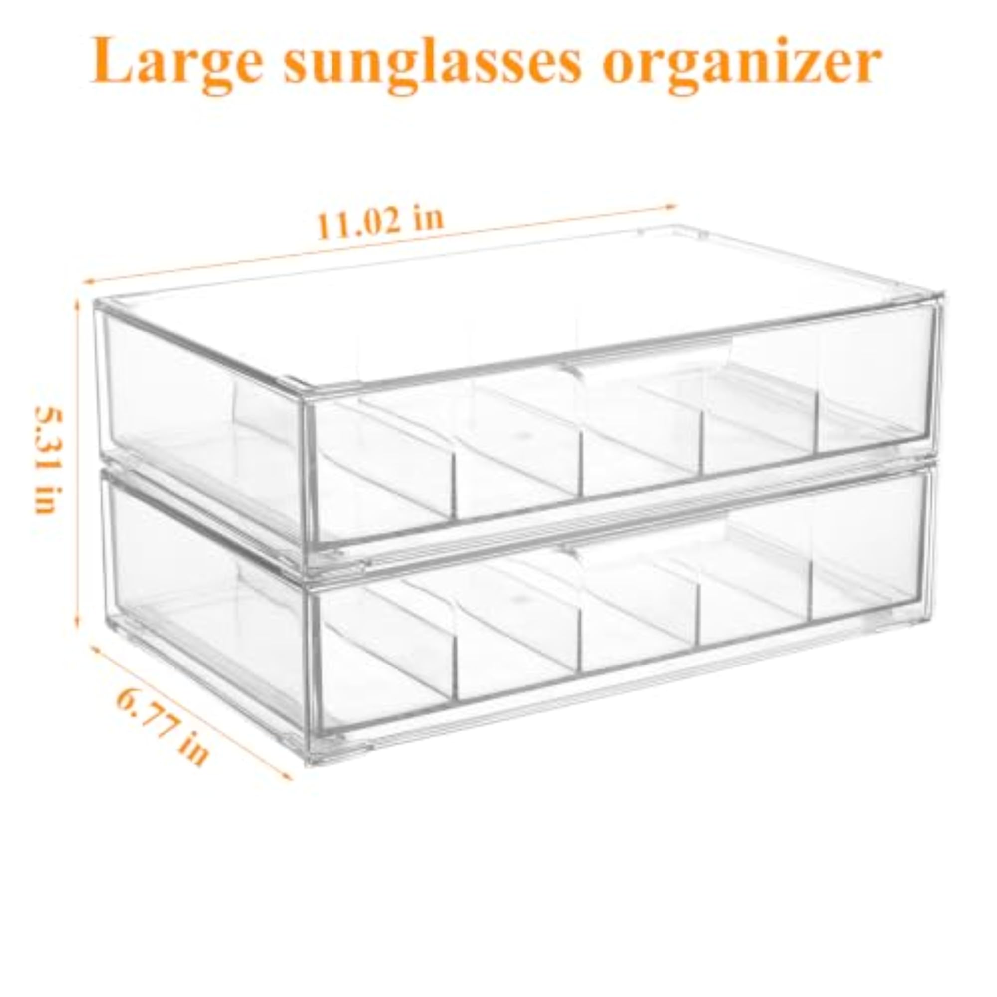 2-Tier Sunglasses Organizer, Stackable Acrylic Storage