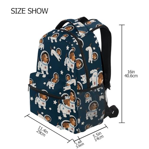 Space Dachshund Dog Blue Backpack for School Boys Girls Adults Kids Bookbag Laptop Bag 18L4