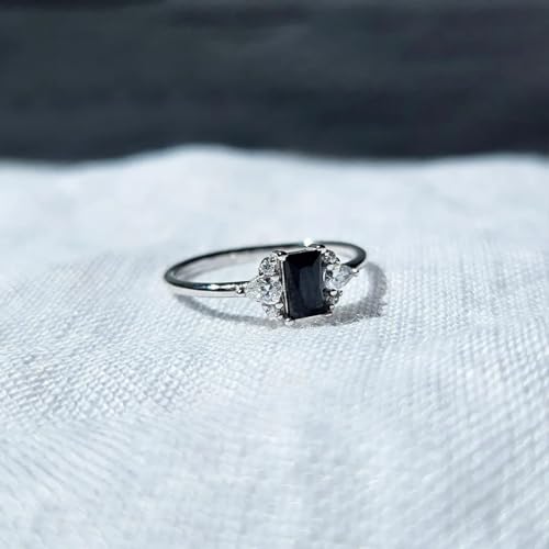 For Self - Love Me Until I Am Me Again Black Square Diamond Ring, S925 Sterling Silver Self Love Ring Black Rings, Dainty Promise Rings Jewelry Birthday Gifts for Women, Daughter, Wife, Friends4