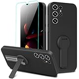 Compatible for Oukitel C61/ C61 PRO/C61 GT Phone Case with Screen Protector, 360° Rotatable Folding hidden Kickstand Silicone TPU Shockproof Protective Cover Case for Oukitel C61 PRO GT 2025 - Black