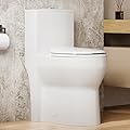 19Inch Tall Toilet, One-Piece Round Toilet with ADA Comfort Chair Height Seat, Powerful 0.8/1.28L GPF Dual Flush, 12" Rough In High Bowl for Seniors, White