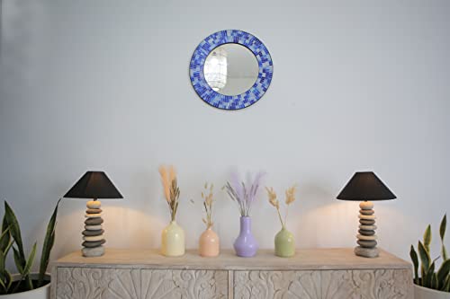 Zorigs Mirror Wall Art Décor – Handcrafted Decorative Wall Round Blue, 24” Mirror For Hallway, Bedroom, Bathroom, Living Room #TOP3