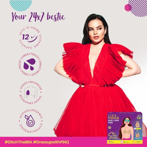 PINQ POLKA Breast Lift Tape Pasties for Saggy Breasts - Adhesive Invisible Boob Tape Pasty 3 Pair & 10 Seamless Nipple Covers3