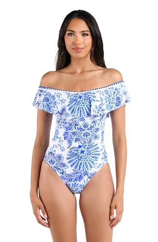 La Blanca Off Shoulder Ruffle One Piece Swimsuit