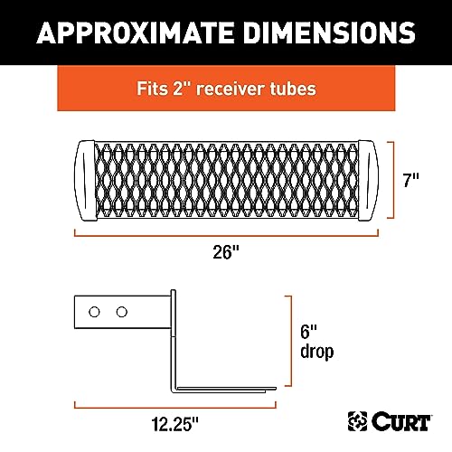 CURT 32002 Grip Step with 6" Drop fits 2" x 2" Receiver Tube | Provides 26" Hitch Mounted Step | Expanded Metal Treads for Maximum Traction | 7" Wide Stepping Surface | Corrosion Resistant by CURT - Image 2