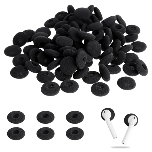 LLMSIX 100PCS Foam Earphone Earbud, Soft Earphone Ear Buds Tips Earbud Noise Isolation Cover Caps Replacement Sponge Covers for Earphone Diameter 18MM (Black)
