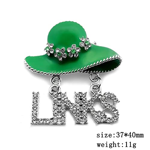 Image of Personality Green Enamel Metal Hat Pendant Hanging LINKS Rhinestone Jewelry Brooch The Links Incorporated Society