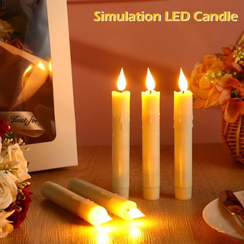 Image of 48 Pcs 6.5 /7.5 /8.8 /10 Inch Ivory Flameless Taper Candles LED Candle Sticks Battery Operated Flickering LED Candlestick Window Plastic Candle for Wedding Halloween Christmas Decor(No Battery)