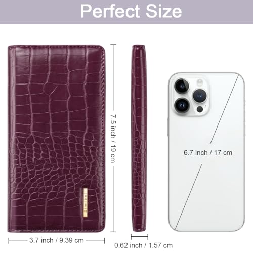 Image of Wallet Women Bifold Faux Crocodile Leather Slim Thin Long Wallets