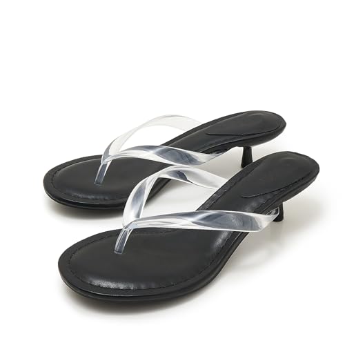 Image of Kitten Heel Thong Sandals for Women Slip-on Low Heeled Sandal Fashion Summer Flip Flops Heels