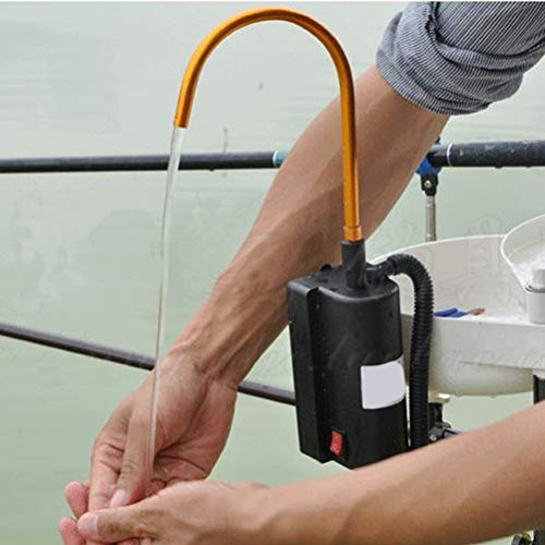 POENVFPO Angelpumpe, Automatisches Sauggerät, Batteriebetriebene Pumpe mit Großer Wasserausbeute für das Angeln Im Freien (Black)