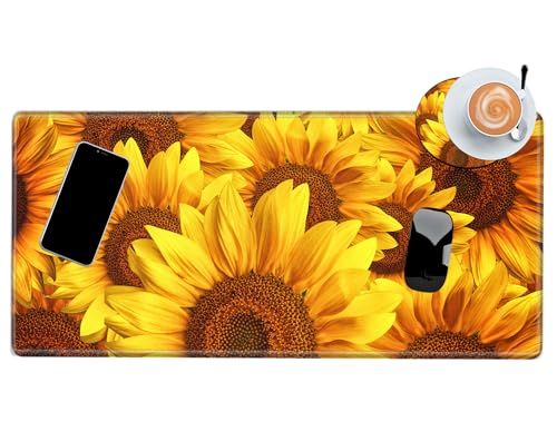 Image of Sunflower Mouse Pad 24x12 Desk Pad XL Mousepad Gaming Desk Mat for Desktop Extended Computer Mat Large Mouse Pads for Wireless Mouse Office Laptop Accessories Gift