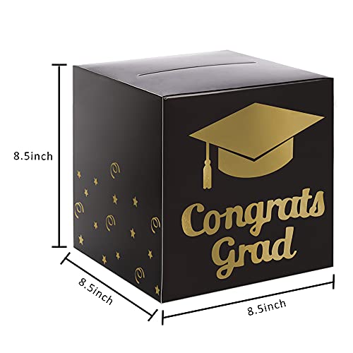 Graduation-Card-Box-Holder-Congrats-Grad-Foldable-Cardboard-Decorations-Box-for-Graduation-Party-Decoration-and-Grad-Parties-Black Graduation Card Box Holder Congrats Grad Foldable Cardboard Decorations Box for Graduation Party Decoration and Grad Parties Black