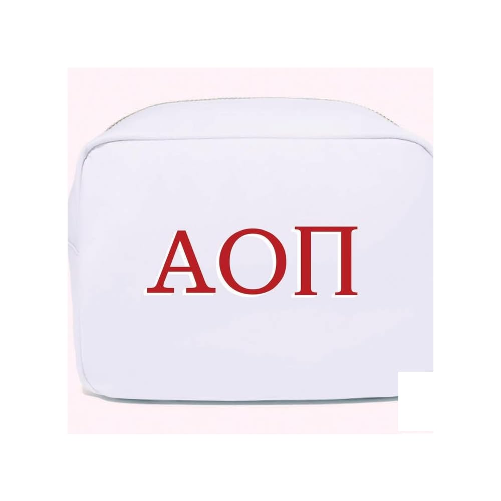Thomas & LeeAlpha Omicron Pi Sorority Cosmetic Bag, 8-inch Length, Vegan Leather with Gold Hardware, Multicolor, One size, Thomas & Lee