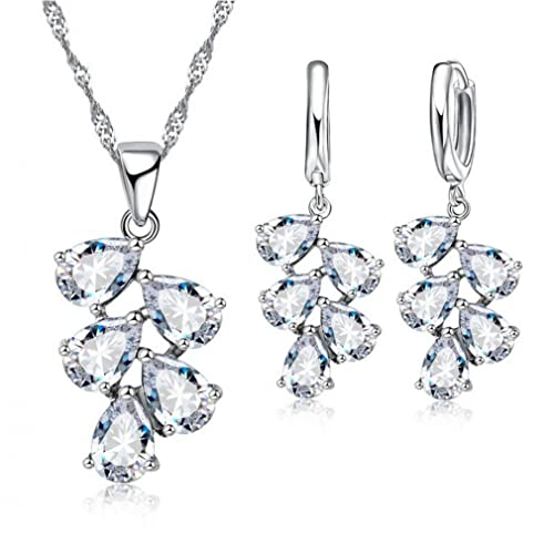 Parure en argent sterling pour femmes, bijoux de prestige en zircone cubique scintillante