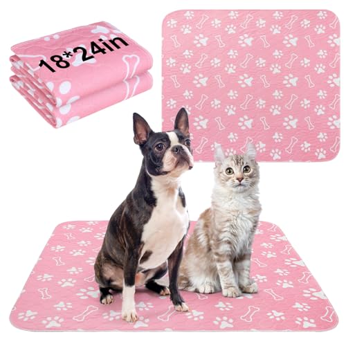 Image of BEAUTYZOO Washable Pee Pads for Dogs, 18'' x 24 inch Reusable Puppy Pee Pads Super Absorbent Leakproof Dog Training Pads, 2 Pack Non-Slip Potty Pads for Small Medium Dogs Whelping Pads Litter Mat, Pink
