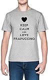 Keep Calm and Love Frapuccino Gris Hombre Camiseta Tamaño XL Grey Men's tee Size XL