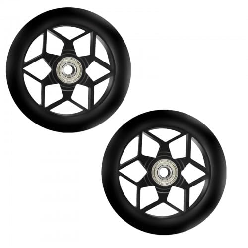 2 Pcs Scooter Replacement Wheels, 110 mm Scooter Wheels with ABEC 9 Bearings, for Kick Scooters Most and Stunt Scooters (Black)