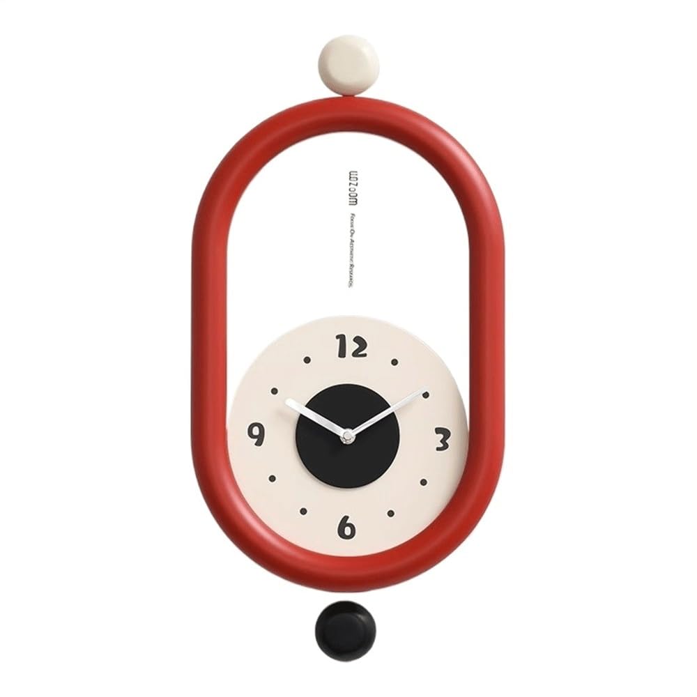 J9V4G6S3B5 Analogue Wall Clock Non Perforated Simple Wall Clock for Living Room Home Fashion, Suitable for Hotels, Restaurants, and Rooms for Room Decoration(Red)