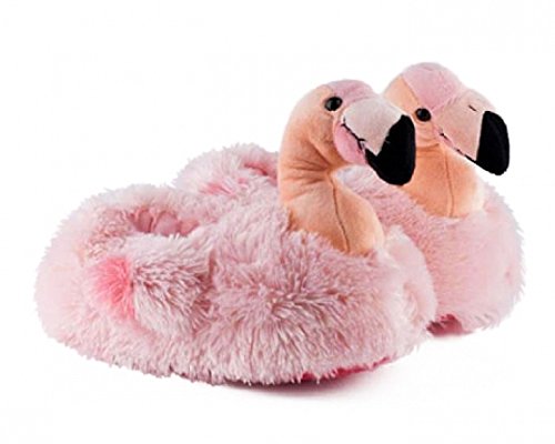 Pink Soft Plush Flamingo Slippers For Adults
