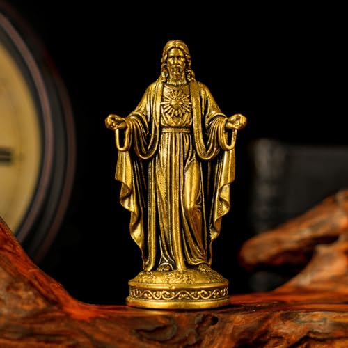 Figura de Jesús en latón sólido 100% decorativa religiosa miniatura 1