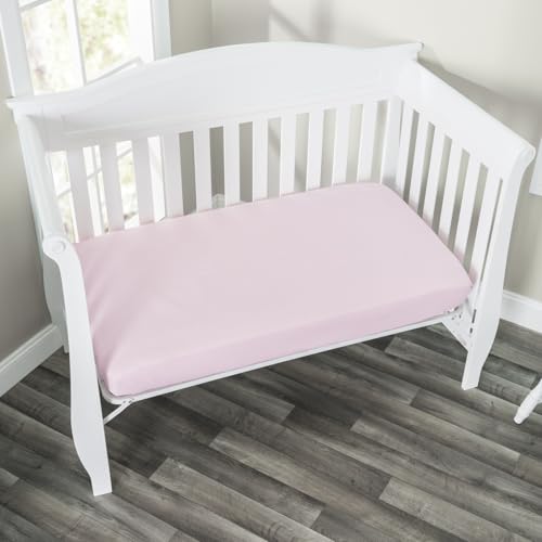 Image of Everyday Kids Fitted Crib Sheet, 100% Soft Breathable Microfiber Baby Sheet, Fits Standard Size Crib Mattress 28in x 52in, Pink Nursery Sheet
