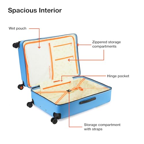 Image of Nasher Miles Zanzibar TSA Lock Hard-Sided Polycarbonate 8 Wheels Double Spinner Check-in Luggage Green Blue 24 inch |65cm Trolley Bag| Suitcase,Medium
