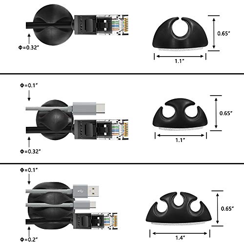 Cable Cord Holder Management Organizer: Cable Clips 16 Pack Self Adhesive Cord Holders - Thumbnail 5