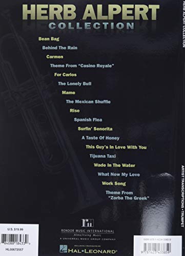 Herb Alpert Collection Trumpet Artist Transcriptions | Jazz Trumpet Sheet Music Book | Note-for-Note Transcriptions of 18 Classic Hits | Hal Leonard Music Book for Jazz Trumpet Players - Image 2