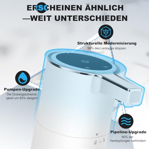 Seifenspender Automatisch Elektrischer 4-Stufen Verstellbar Wandmontage Sensor mit Sensor 400ml No Touch Seifenspender FüR Bad,KüChe,Büro Weiß 4