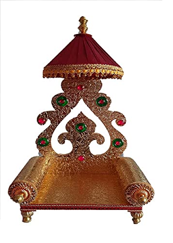 Jexmon Singhasan Wooden Throne (Maroon Chattri) for god Idol