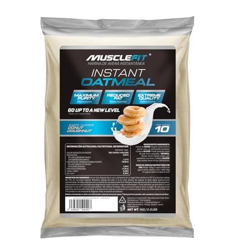 MuscleFit Harina de Avena Integral | 1kg de Avena Molida | Sabor Donut | Oatmeal | Bajo en grasas
